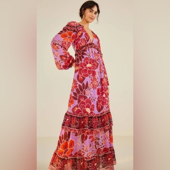 Farm Rio sweet floral maxi dress, Small NWOT - Picture 3 of 7